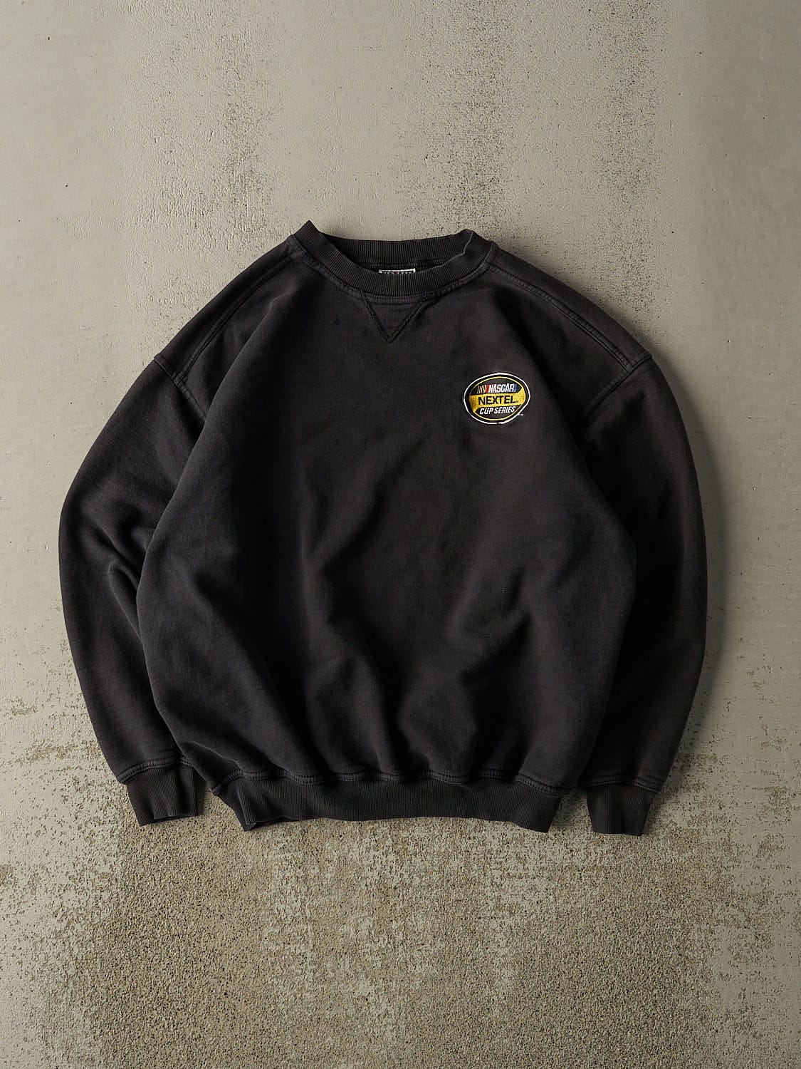 Vintage 90s Faded Black Embroidered Nascar Crewneck (M/L)