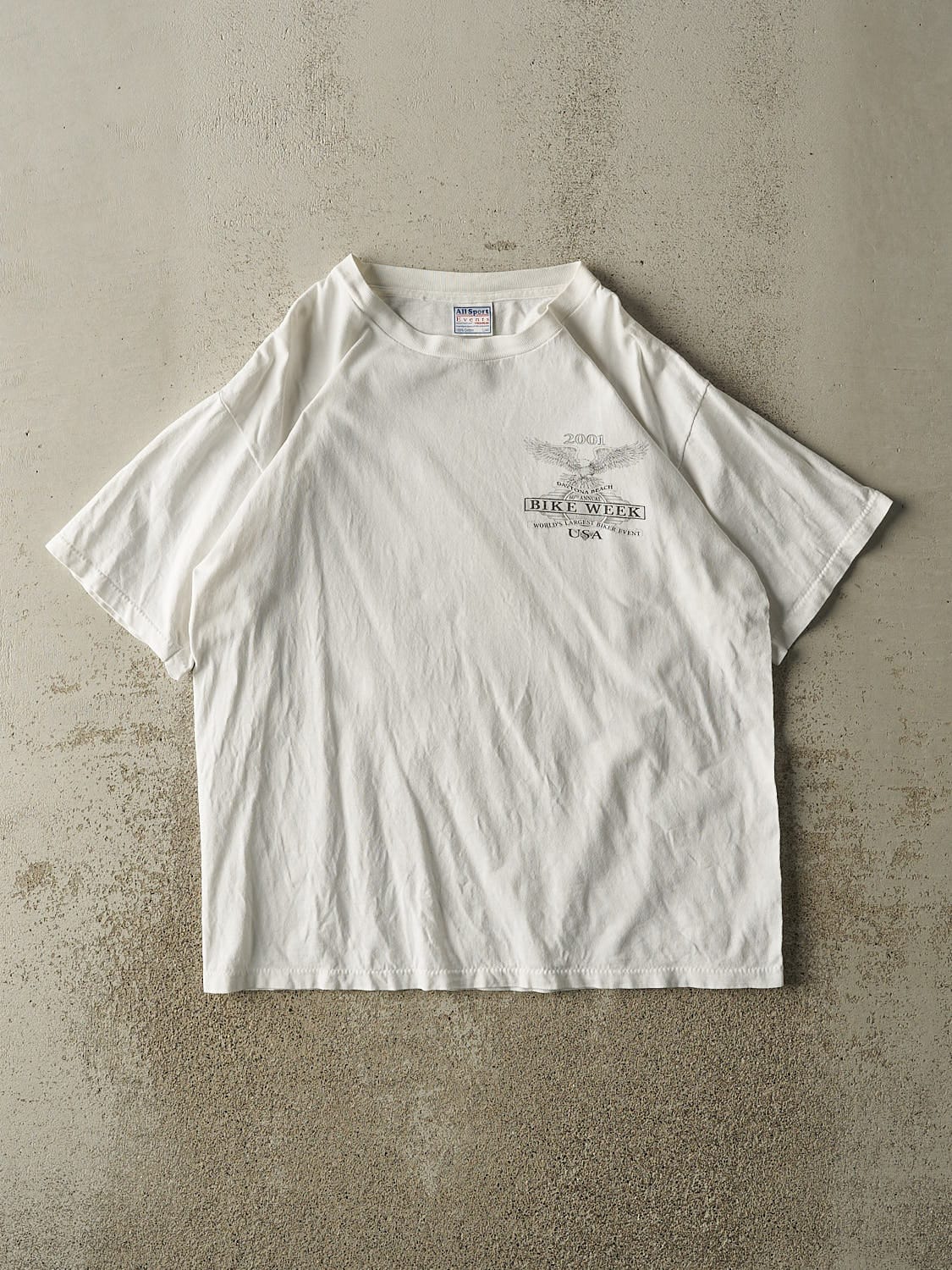 Vintage 01' White Daytona Beach Bike Week Tee (L)