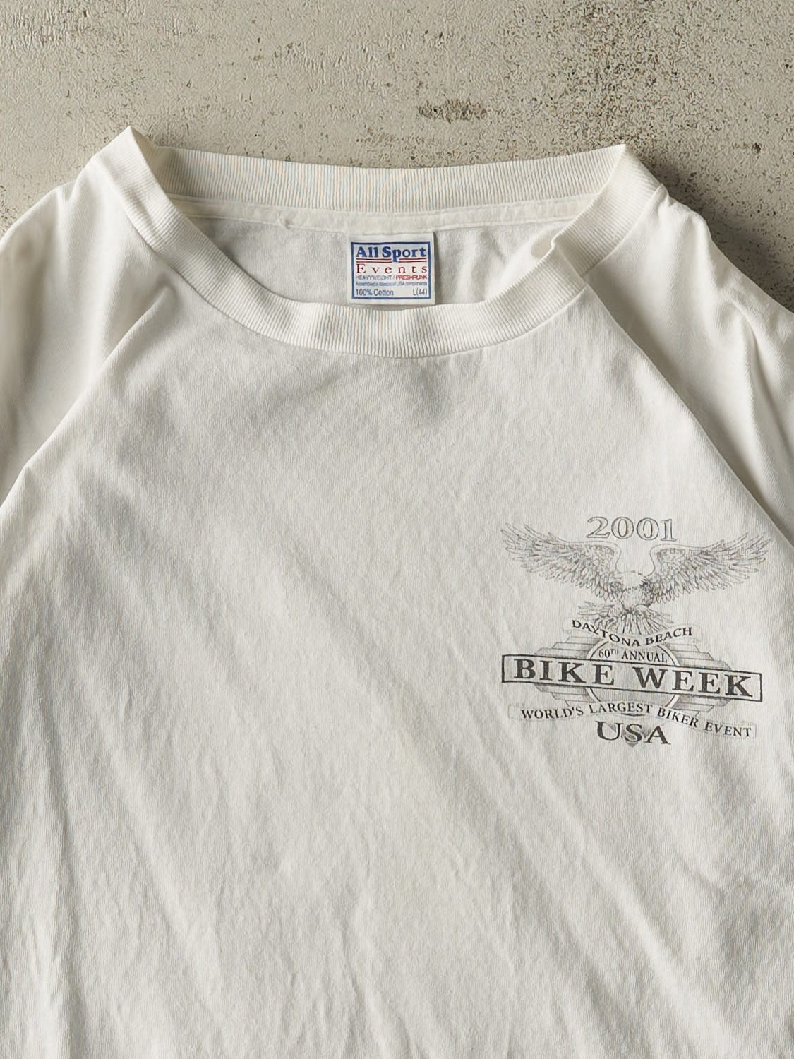 Vintage 01' White Daytona Beach Bike Week Tee (L)