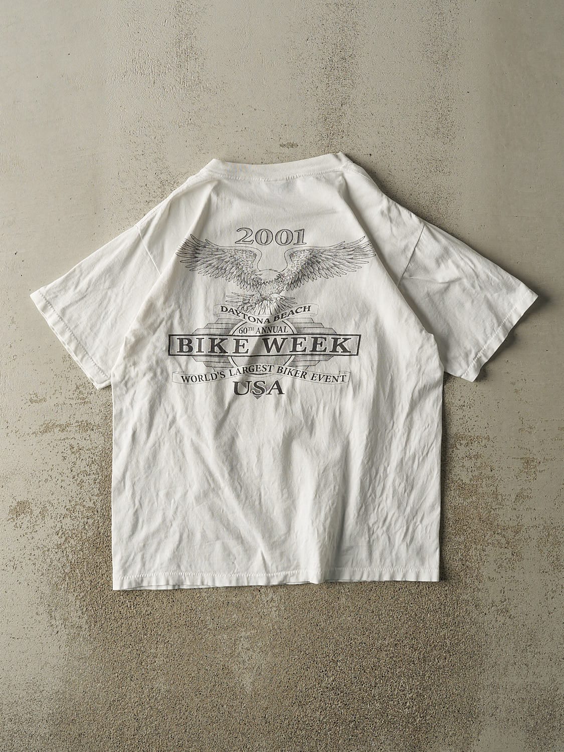Vintage 01' White Daytona Beach Bike Week Tee (L)