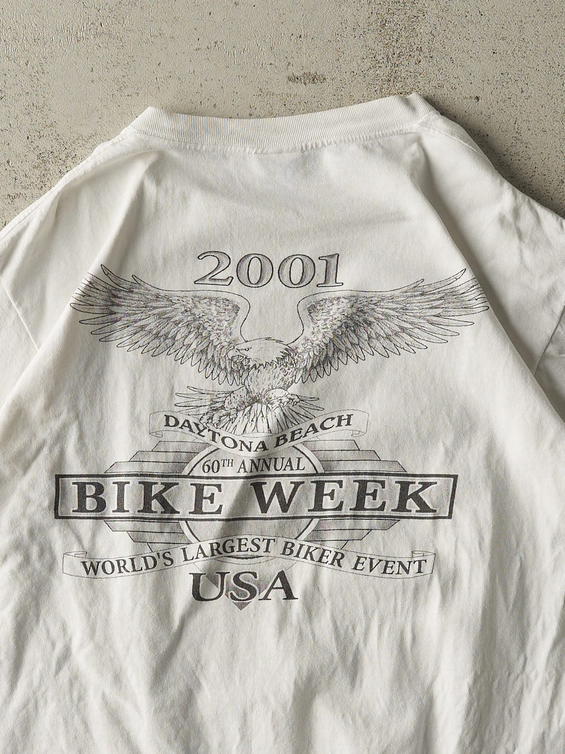 Vintage 01' White Daytona Beach Bike Week Tee (L)