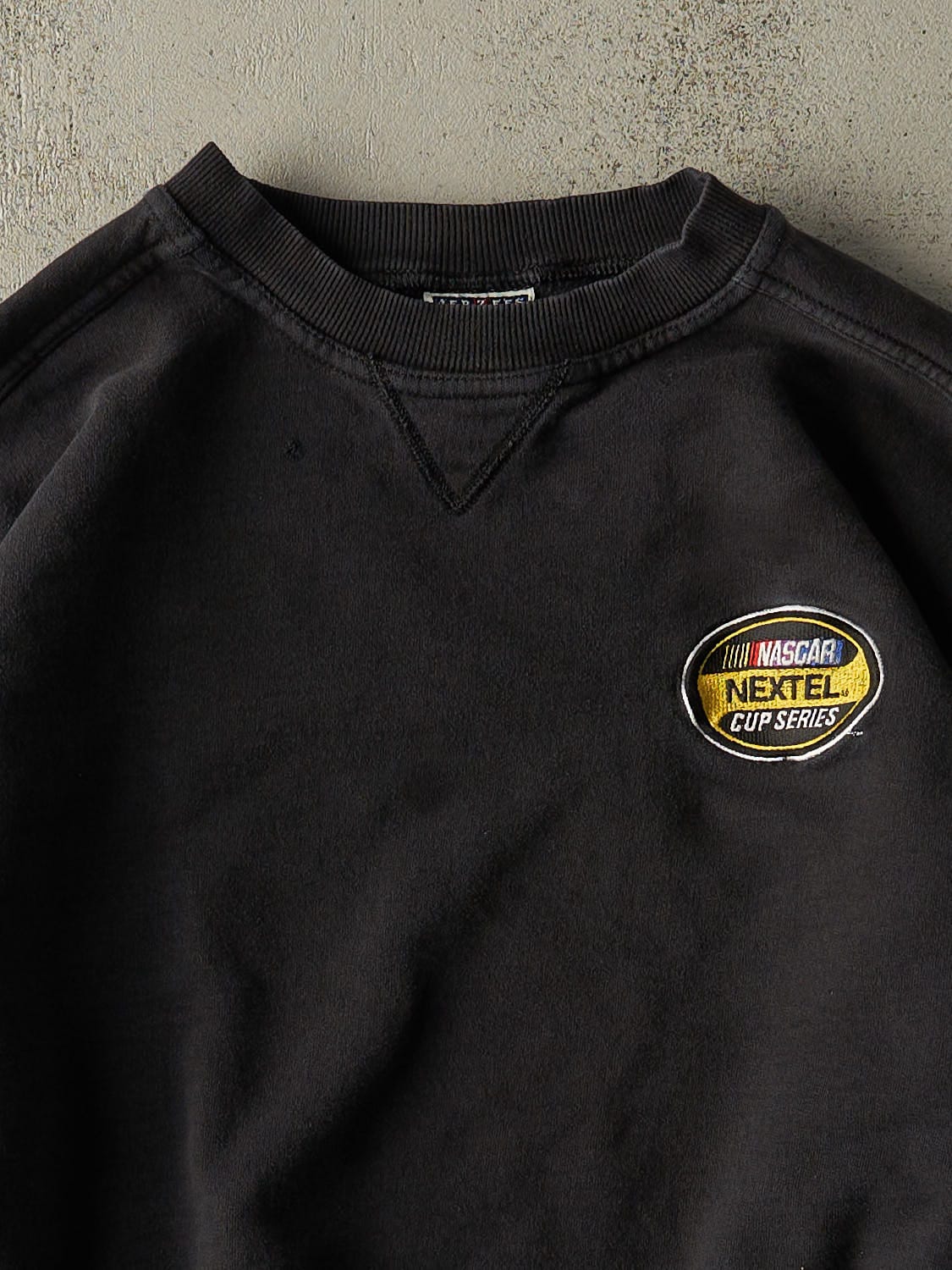 Vintage 90s Faded Black Embroidered Nascar Crewneck (M/L)