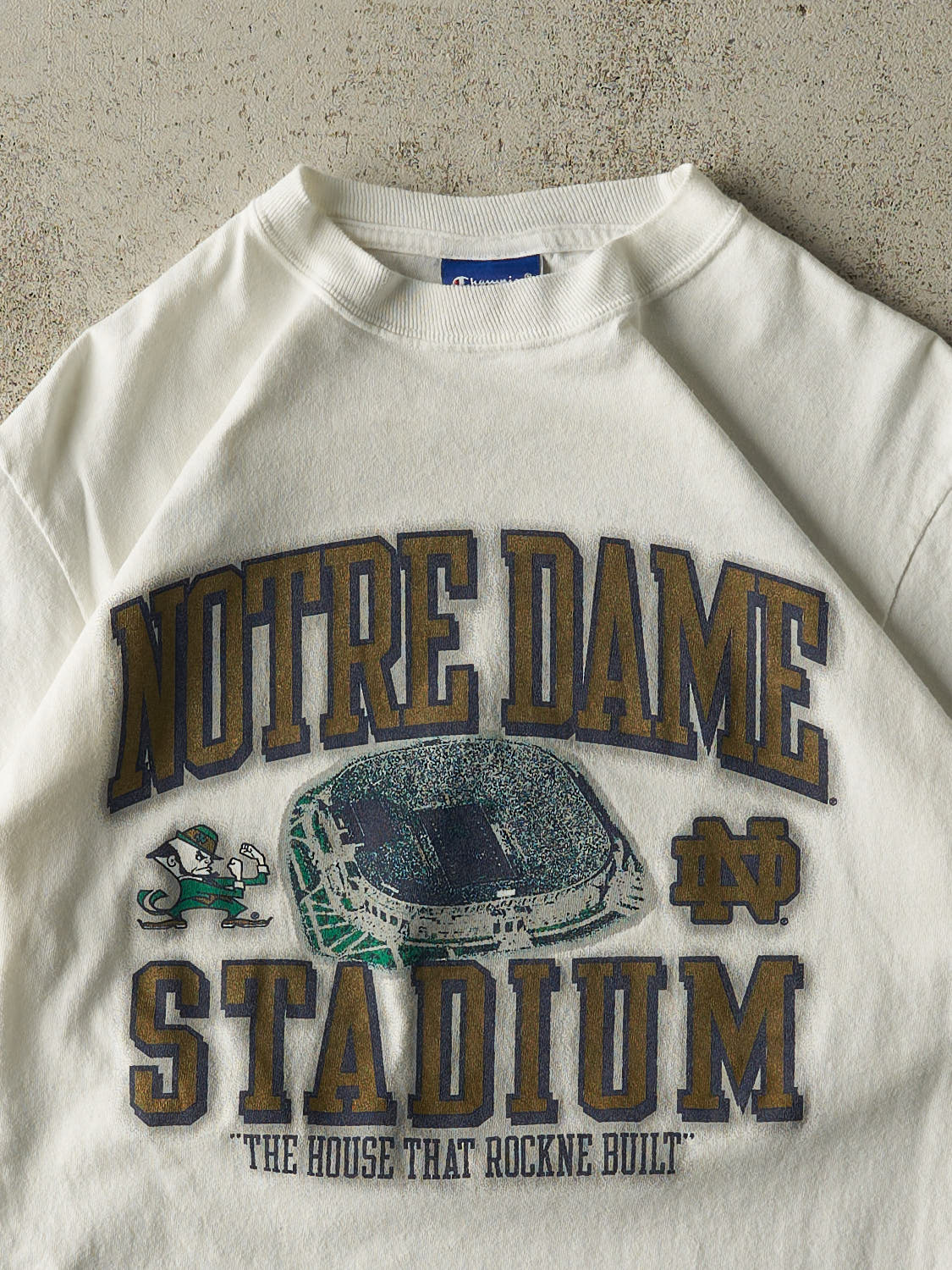 Vintage 90s White Champion University of Notre Dame Stadium Tee (S/M)