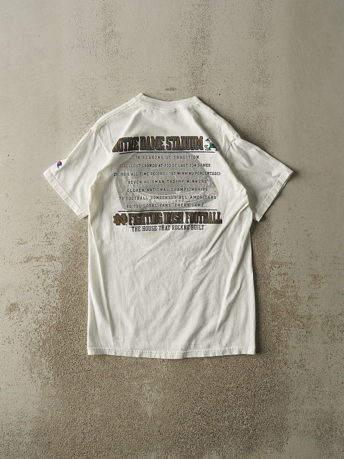 Vintage 90s White Champion University of Notre Dame Stadium Tee (S/M)
