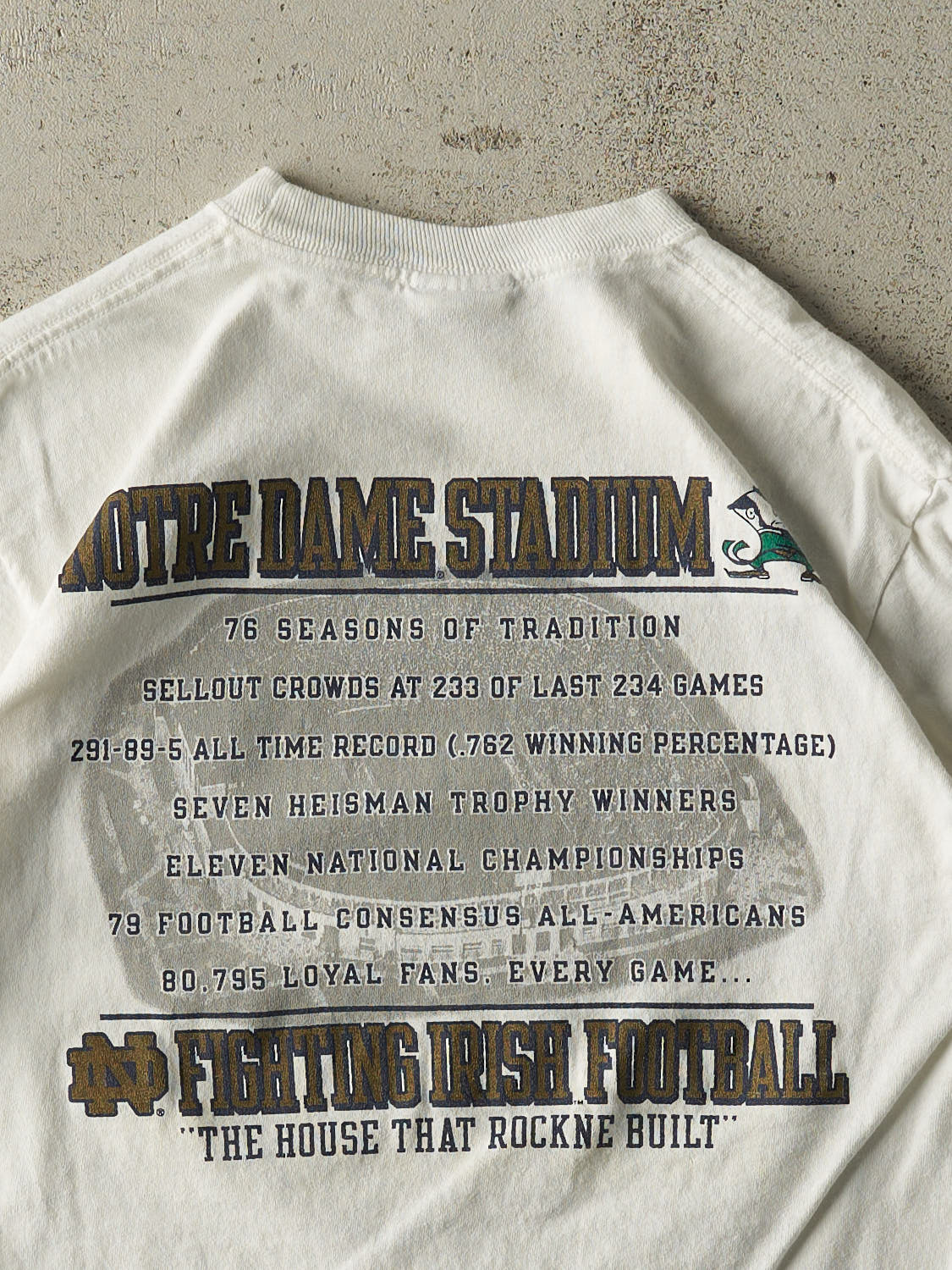 Vintage 90s White Champion University of Notre Dame Stadium Tee (S/M)