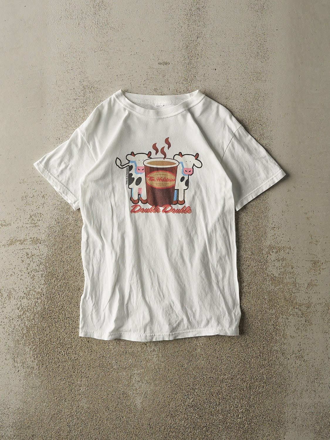 Vintage Y2K White Tim Holstein's "Double Double" Parody Tee (XS/S)