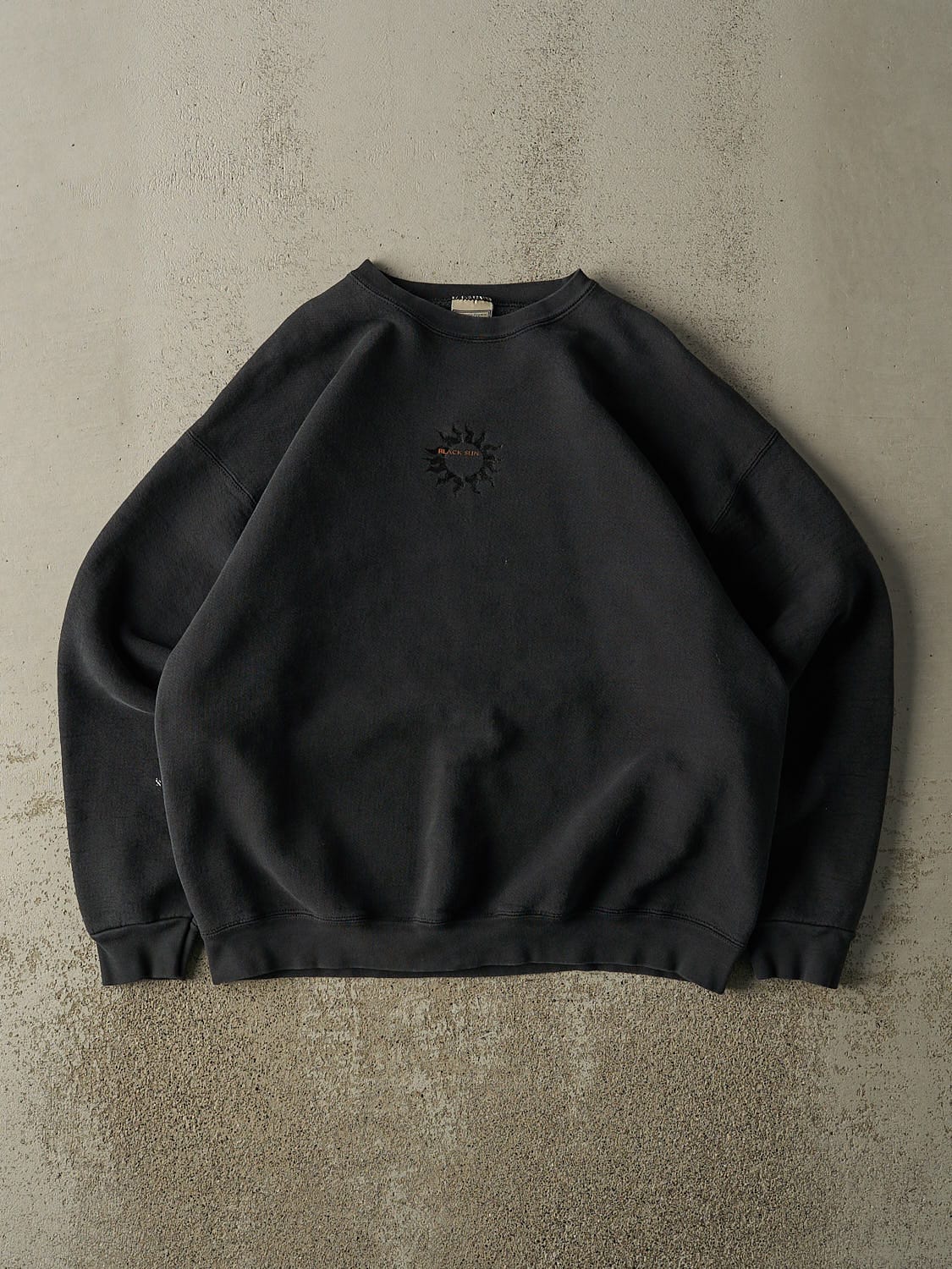Vintage 90s Faded Black Black Sun Crewneck (L/XL)