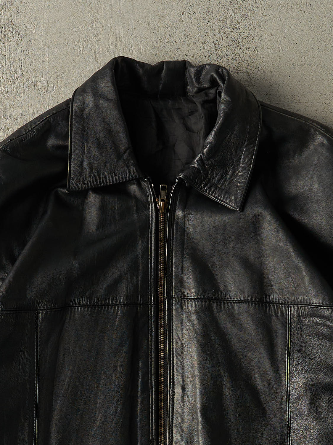 Vintage 90s Black Leather Jacket (XXL)