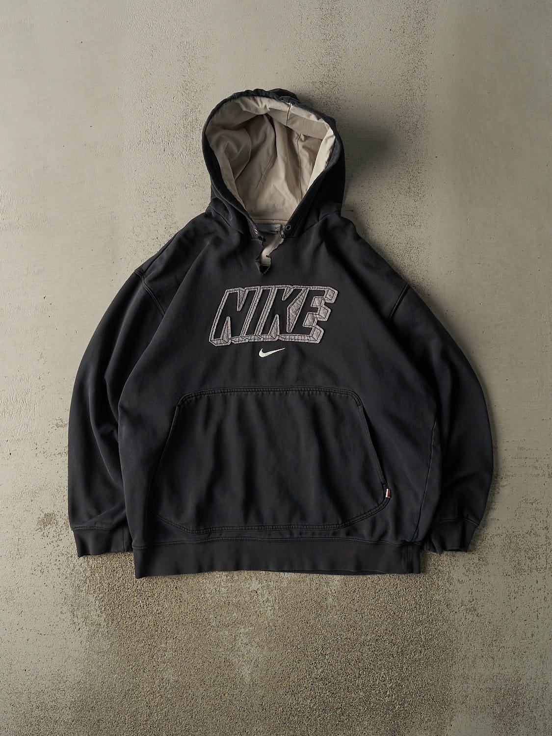Vintage 90s Faded Black Nike Embroidered Hoodie (XL)