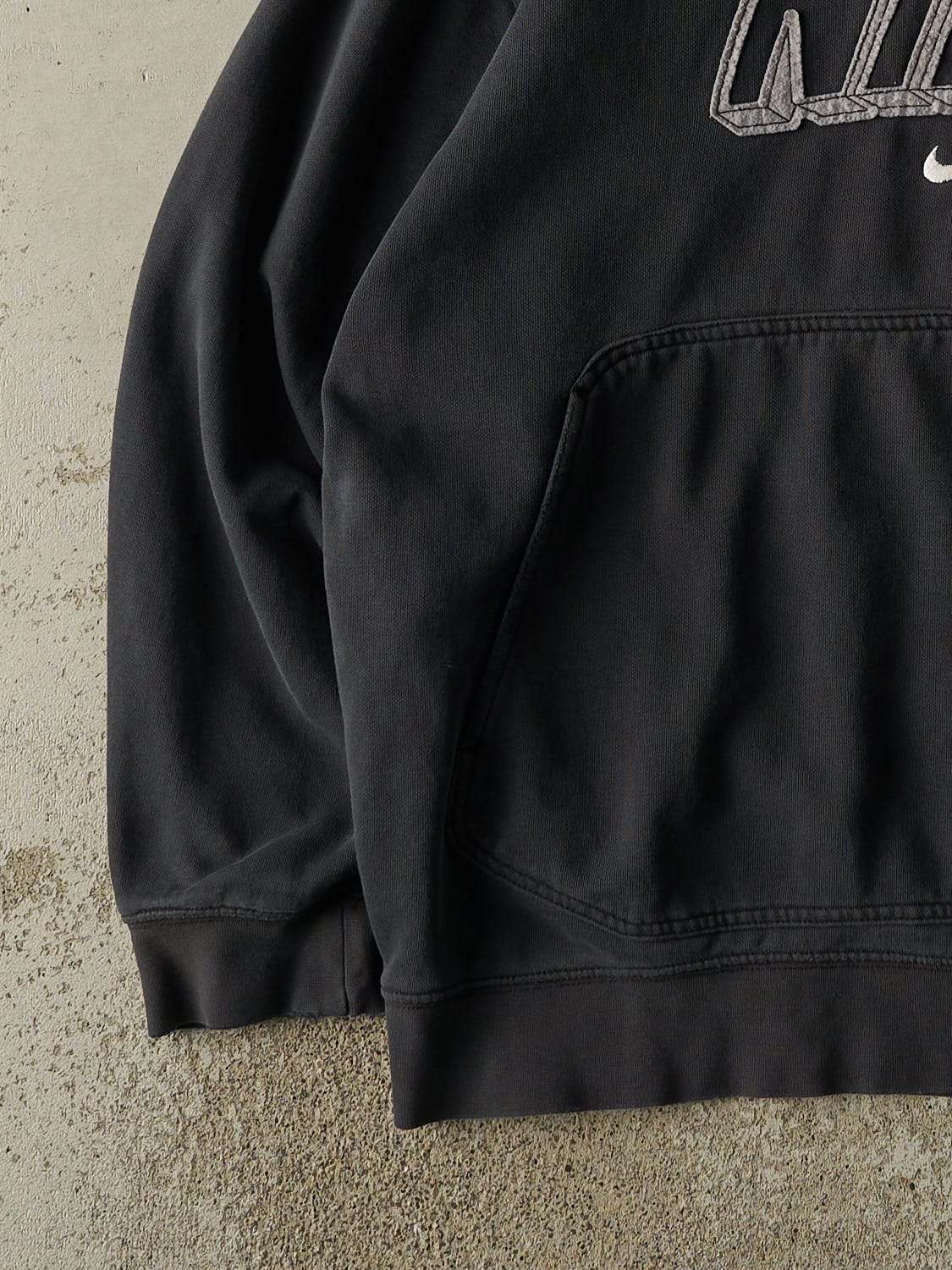 Vintage 90s Faded Black Nike Embroidered Hoodie (XL)