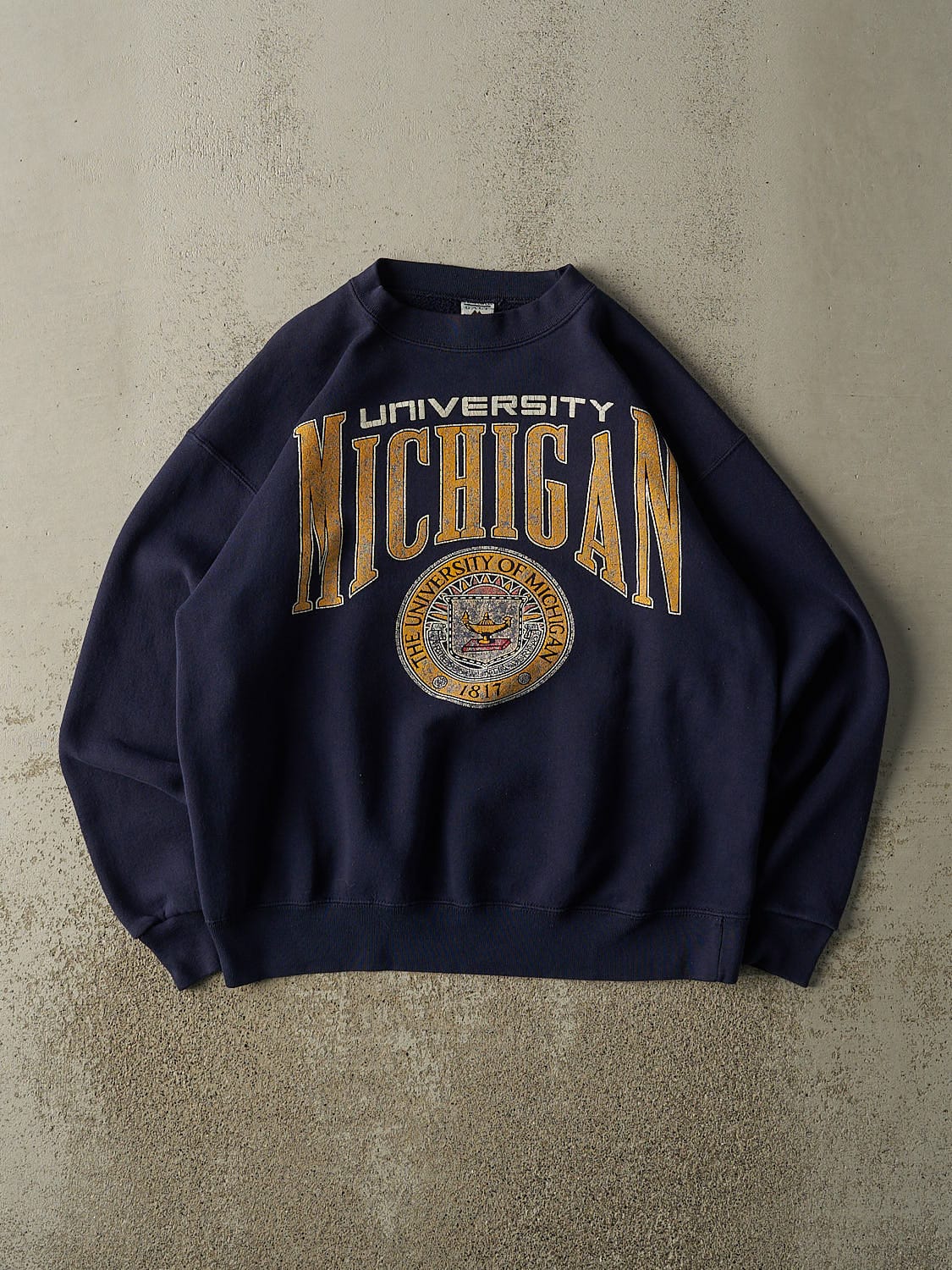 Vintage 80s Navy Blue University of Michigan Crewneck (L/XL)