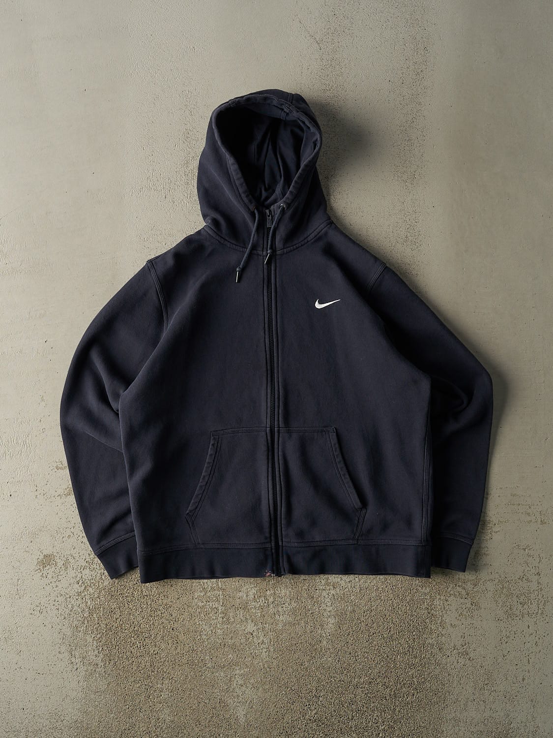 Vintage Y2K Navy Blue Nike Embroidered Zip Up Hoodie (XL)