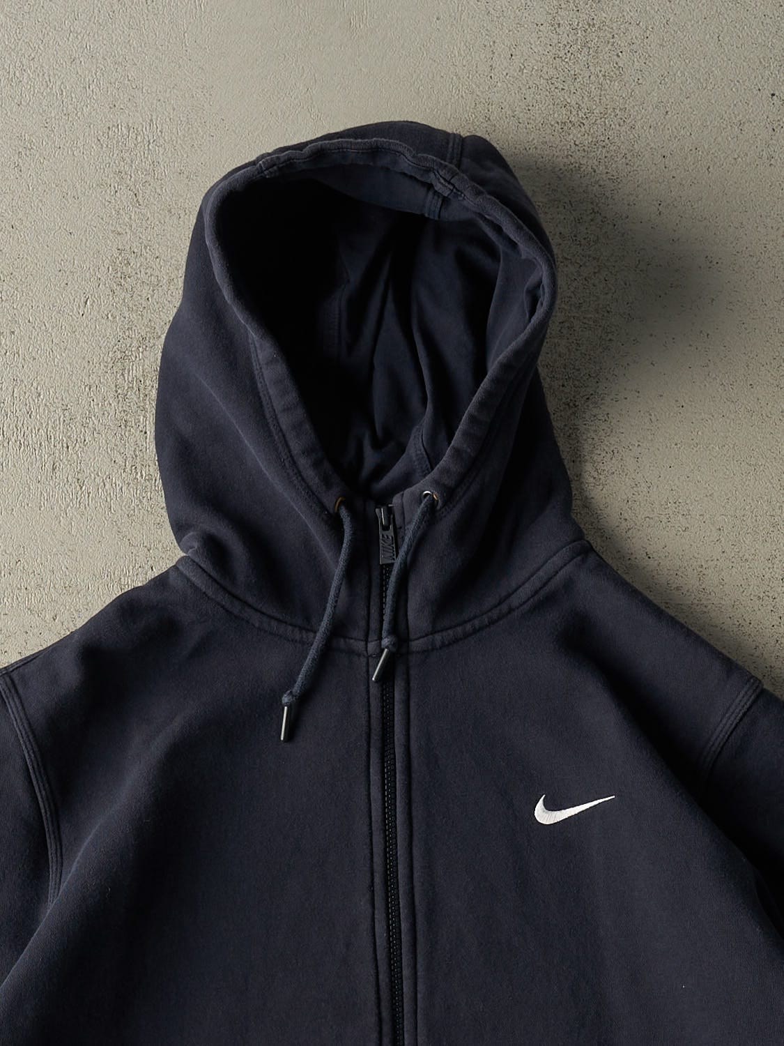 Vintage Y2K Navy Blue Nike Embroidered Zip Up Hoodie (XL)