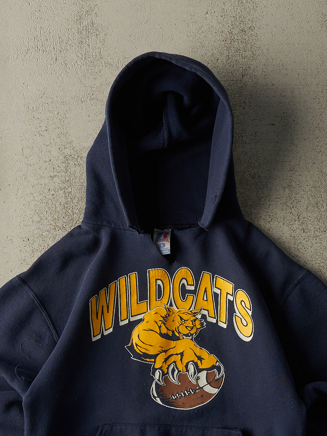Vintage Y2K Navy Blue Russell Athletic Wildcats Hoodie (XS/S)