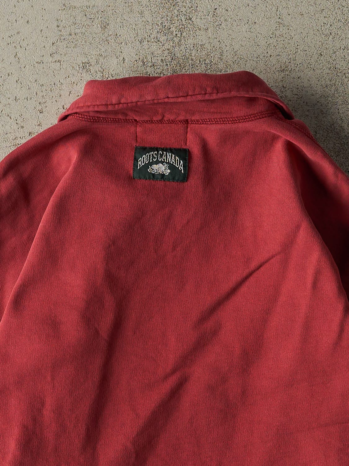 Vintage Y2K Sun Faded Red Roots Quarter Zip Sweater (L/XL)