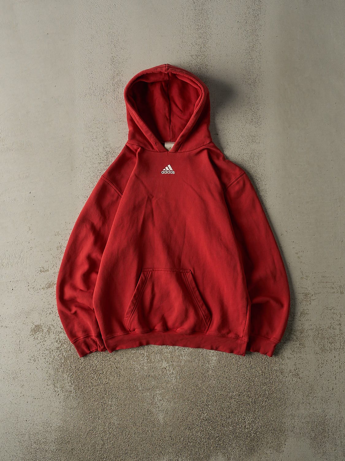 Vintage Y2K Red Adidas Embroidered Hoodie (M)