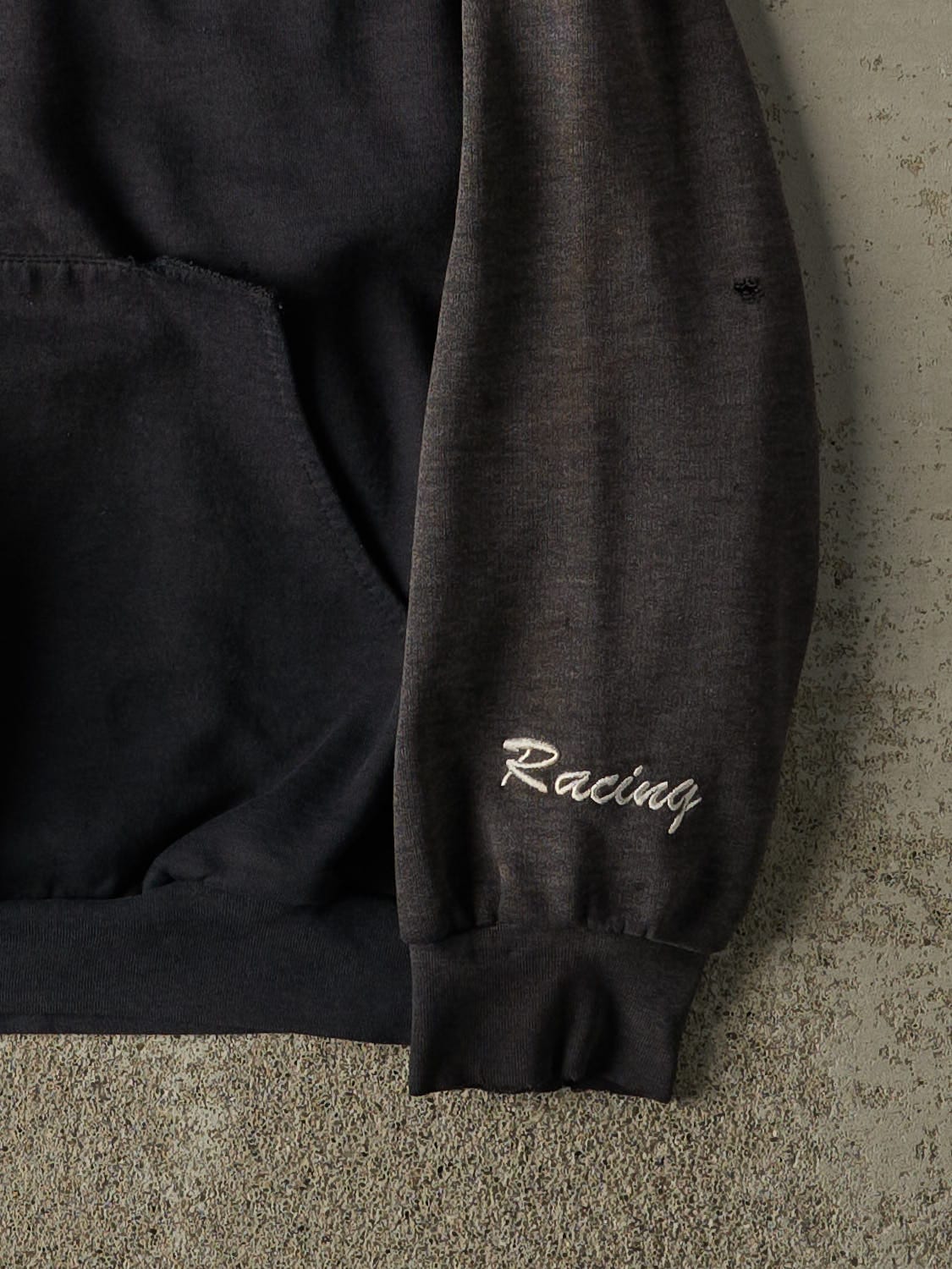 Vintage Y2K Charcoal Grey Kawaski Racing Hoodie (XL)