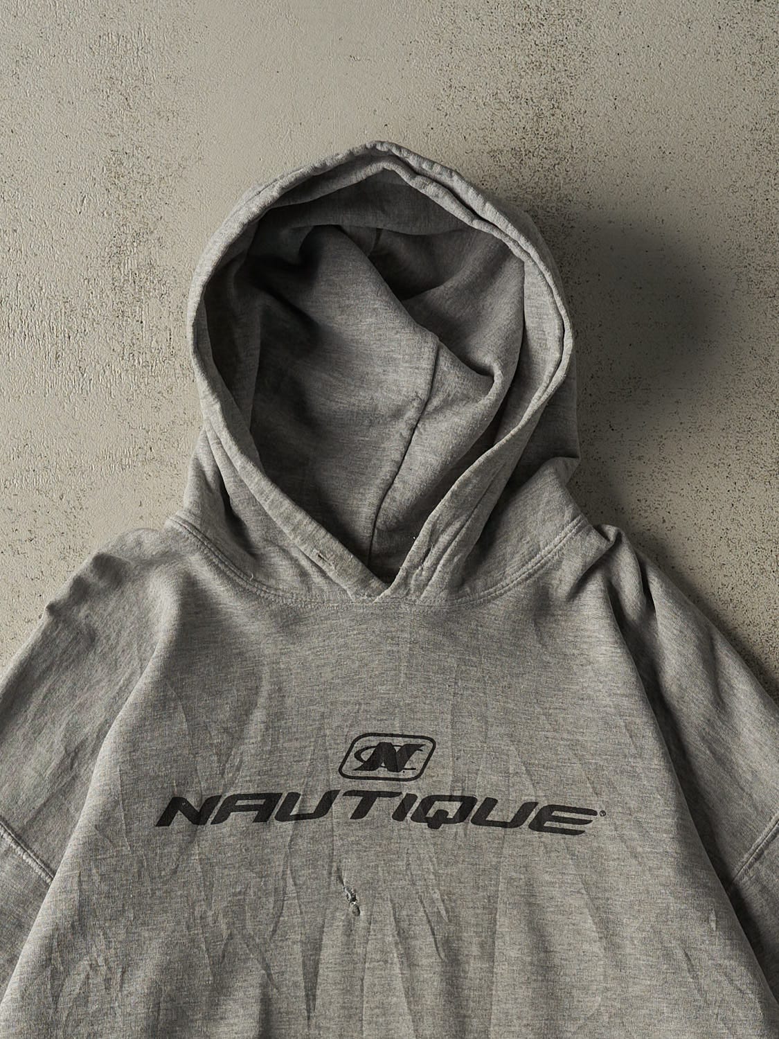 Vintage Y2K Grey Nautique Hoodie (XL)
