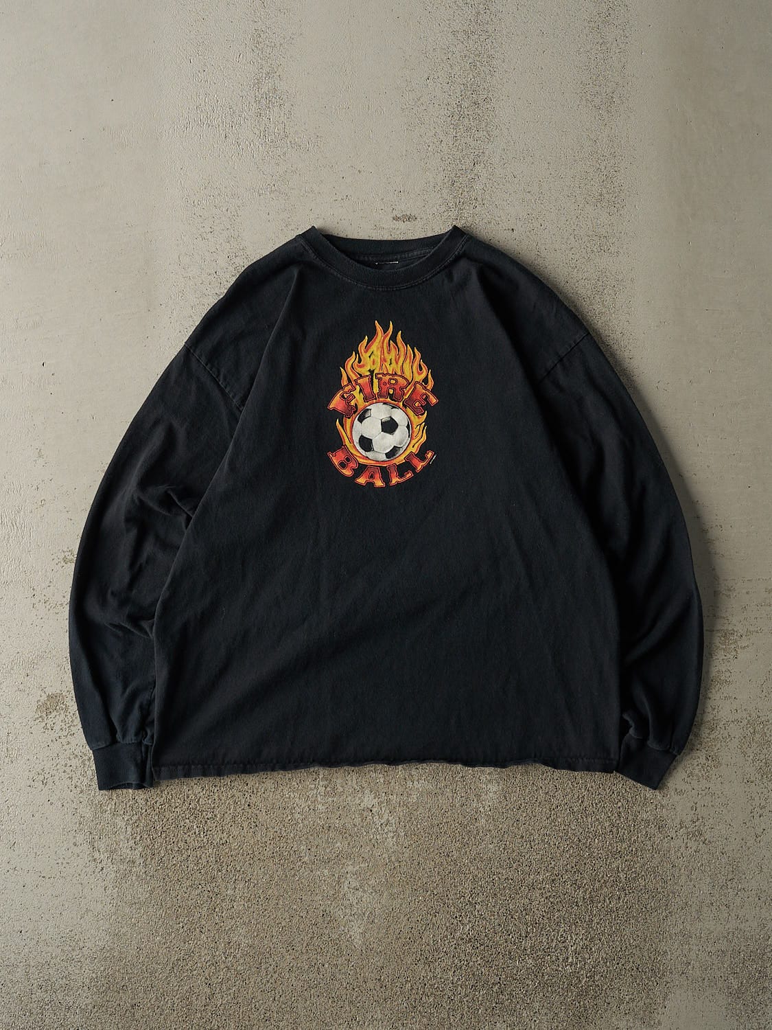 Vintage Y2K Black Fire Ball Long Sleeve (L)