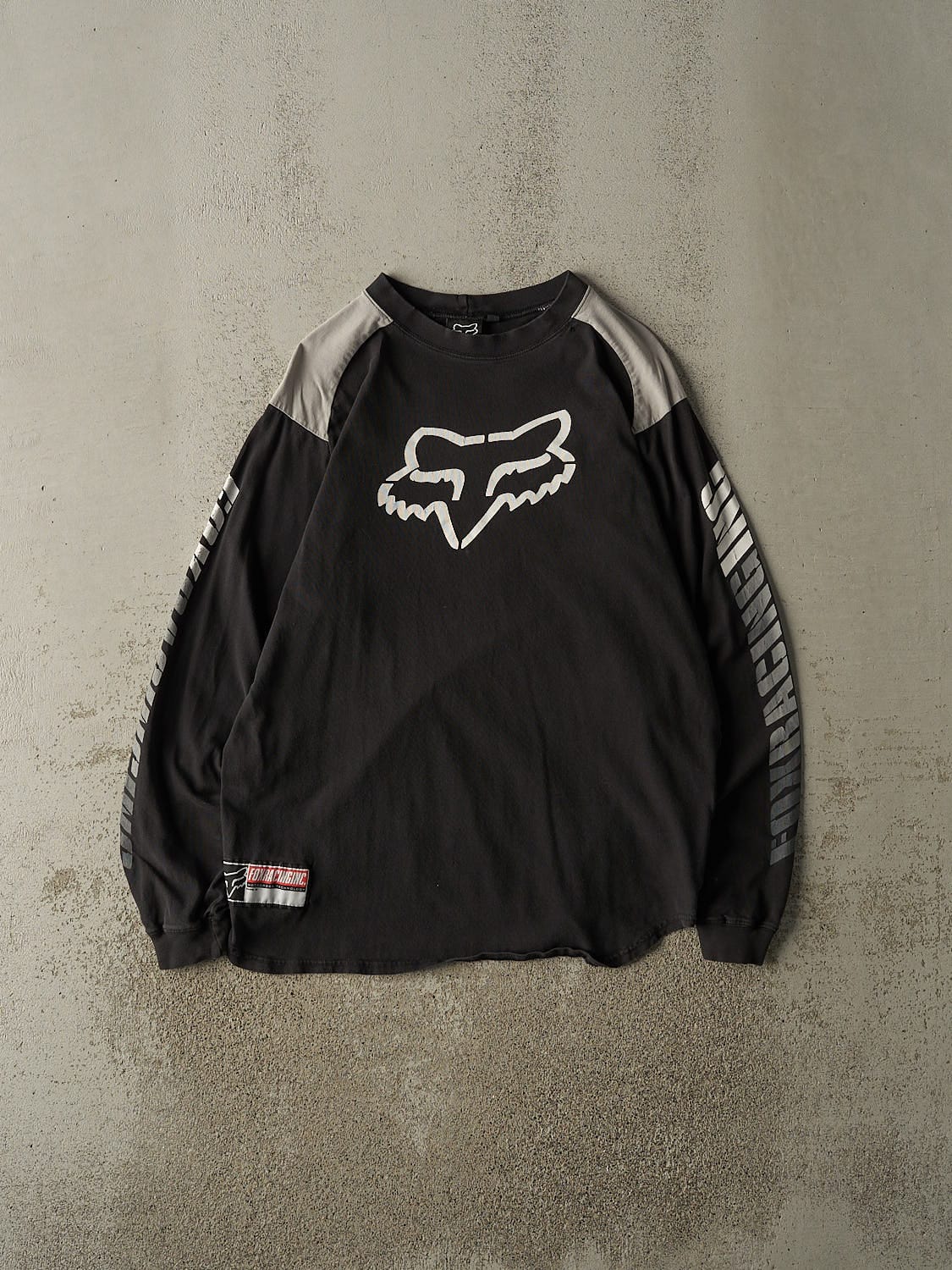Vintage Y2K Black & Grey Fox Racing Long Sleeve (L/XL)