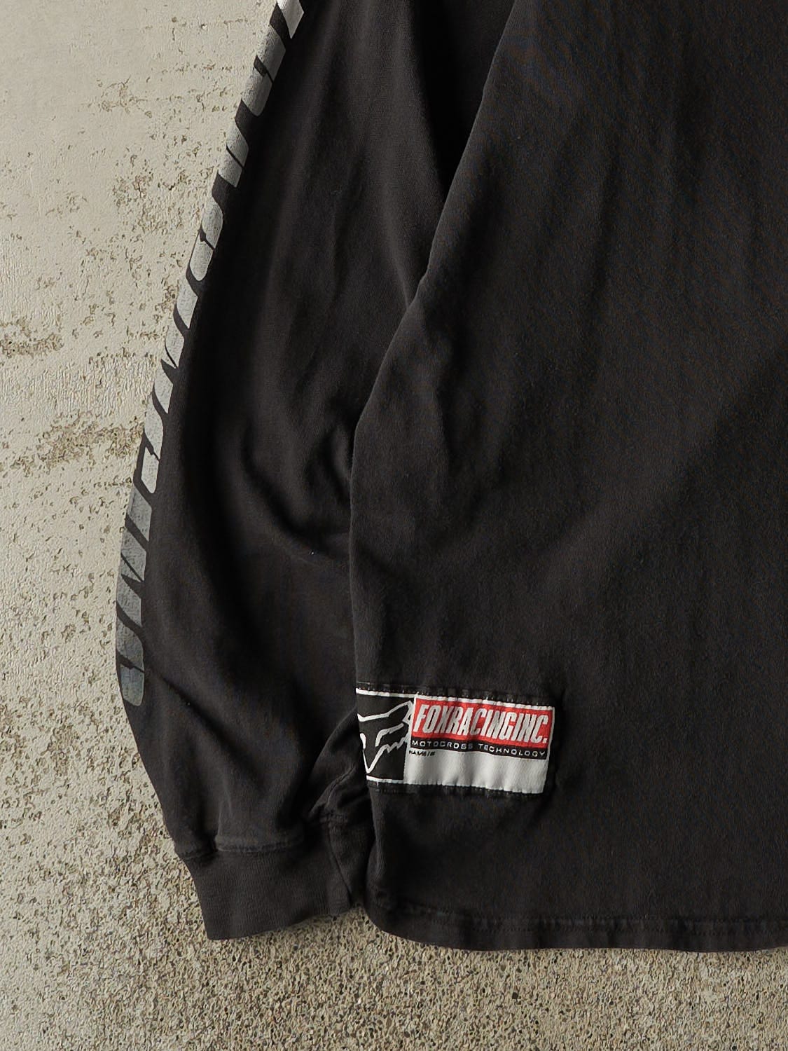 Vintage Y2K Black & Grey Fox Racing Long Sleeve (L/XL)