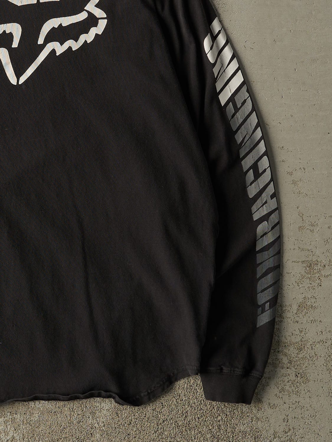 Vintage Y2K Black & Grey Fox Racing Long Sleeve (L/XL)