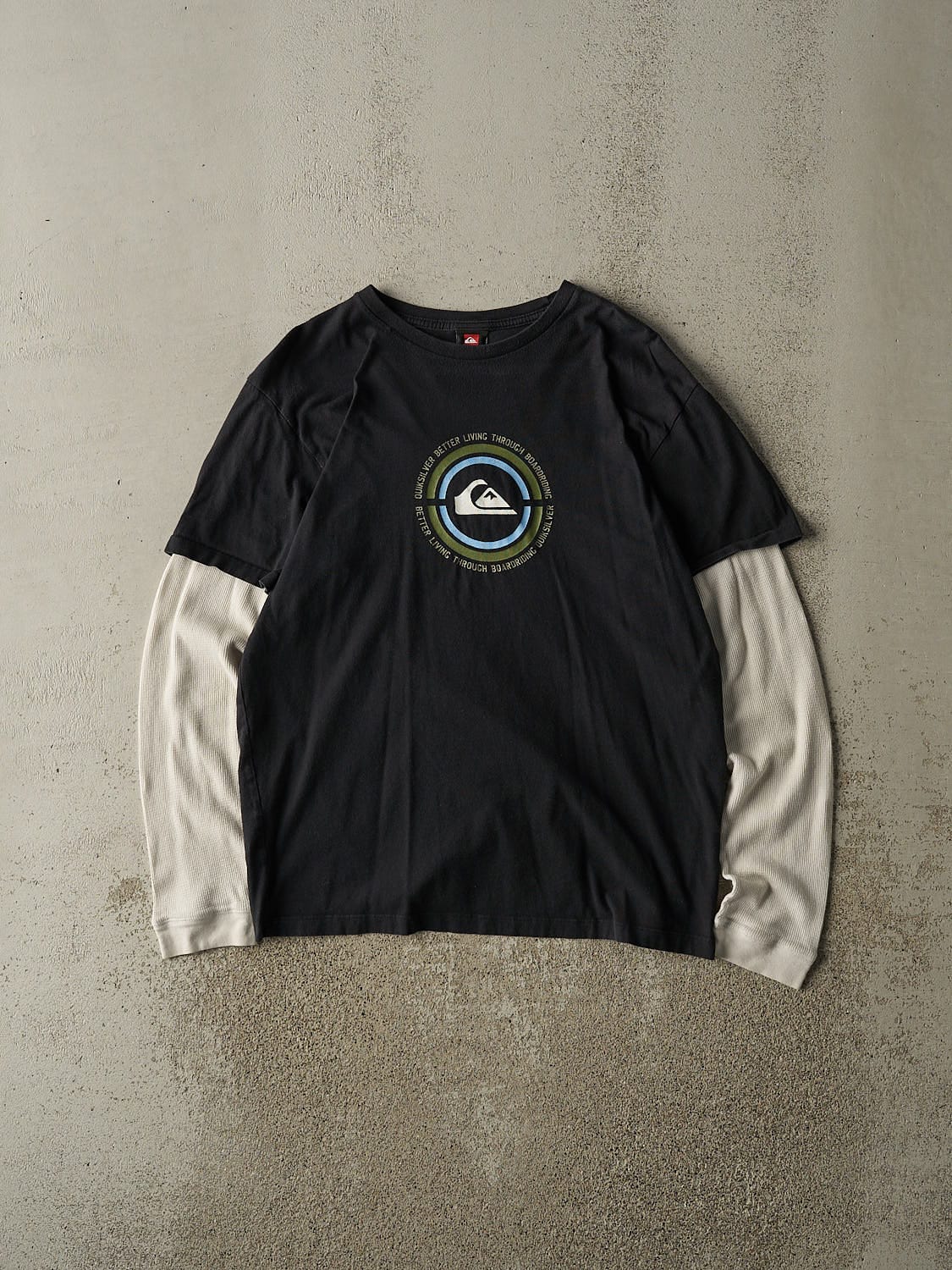 Vintage Y2K Faded Black Quiksilver Double Sleeve Long Sleeve (M/L)