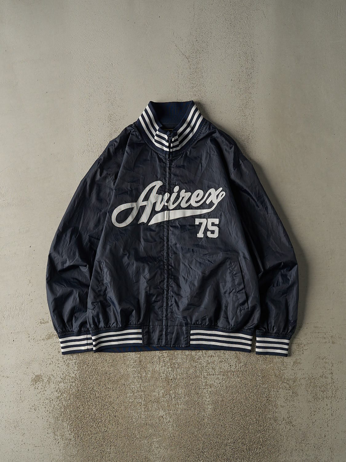 Vintage Y2K Navy Blue Avirex Windbreaker Jacket (XL)