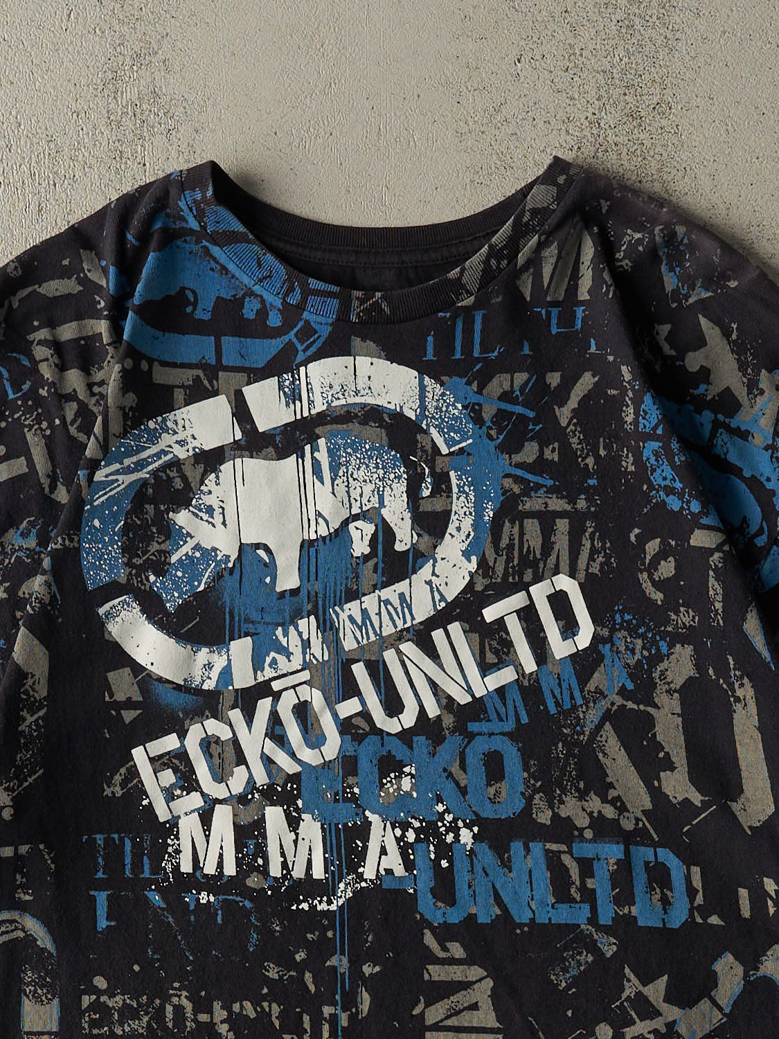 Vintage Y2K Black & Blue Ecko AOP Tee (M/L)