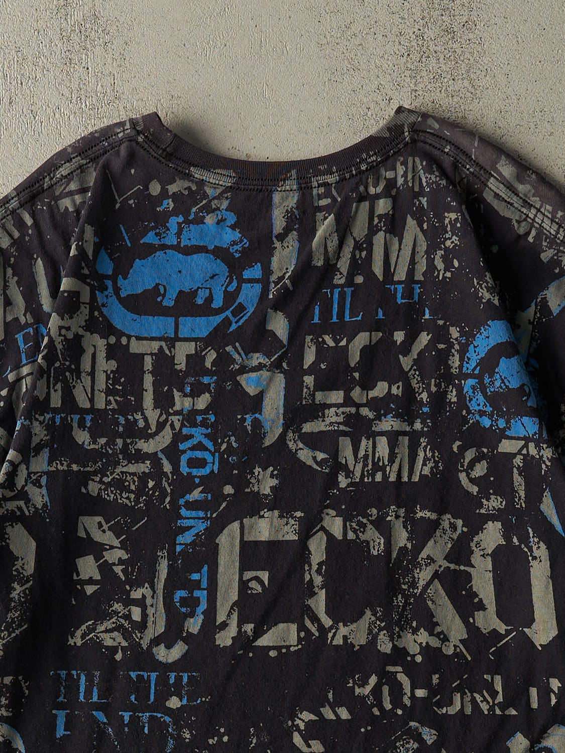 Vintage Y2K Black & Blue Ecko AOP Tee (M/L)