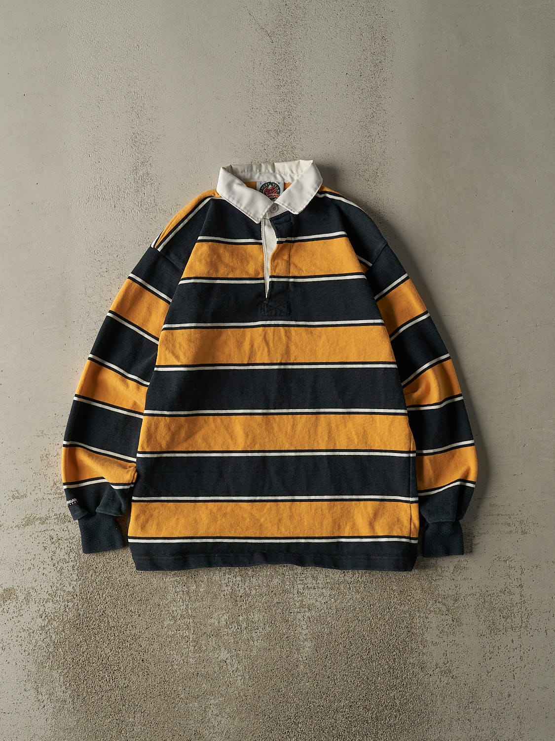 Vintage Y2K Yellow & Black Rugby Long Sleeve (M/L)