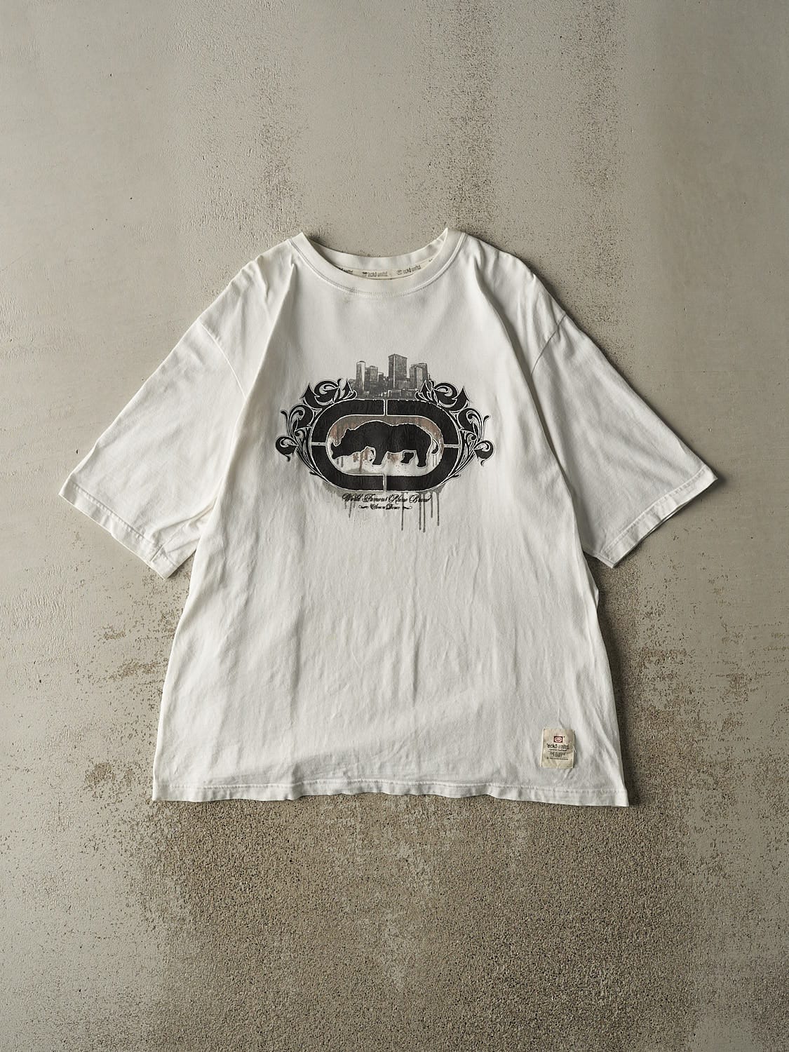Vintage Y2K White Ecko Tee (XL)