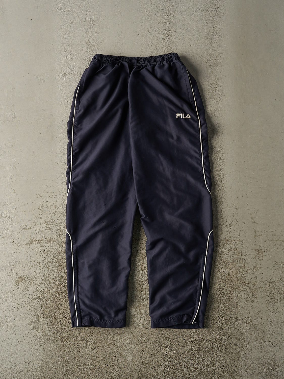 Vintage Y2K Navy Blue Fila Embroidered Track Pants (26x30)