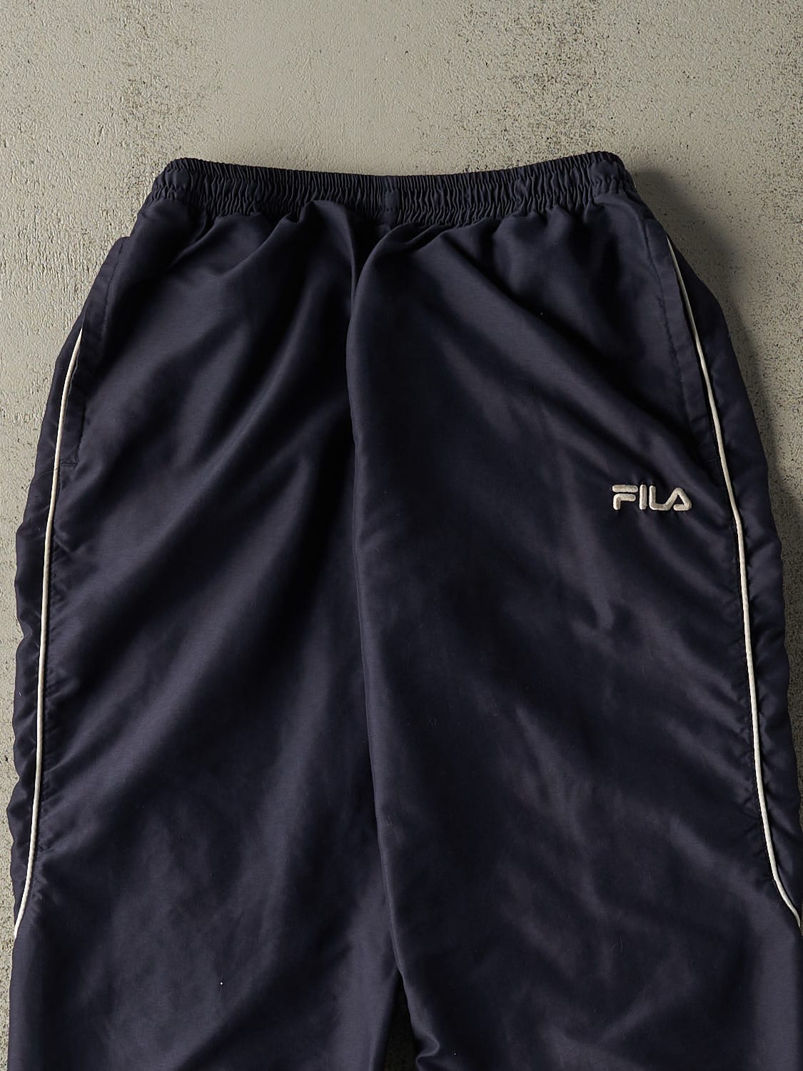 Vintage Y2K Navy Blue Fila Embroidered Track Pants (26x30)
