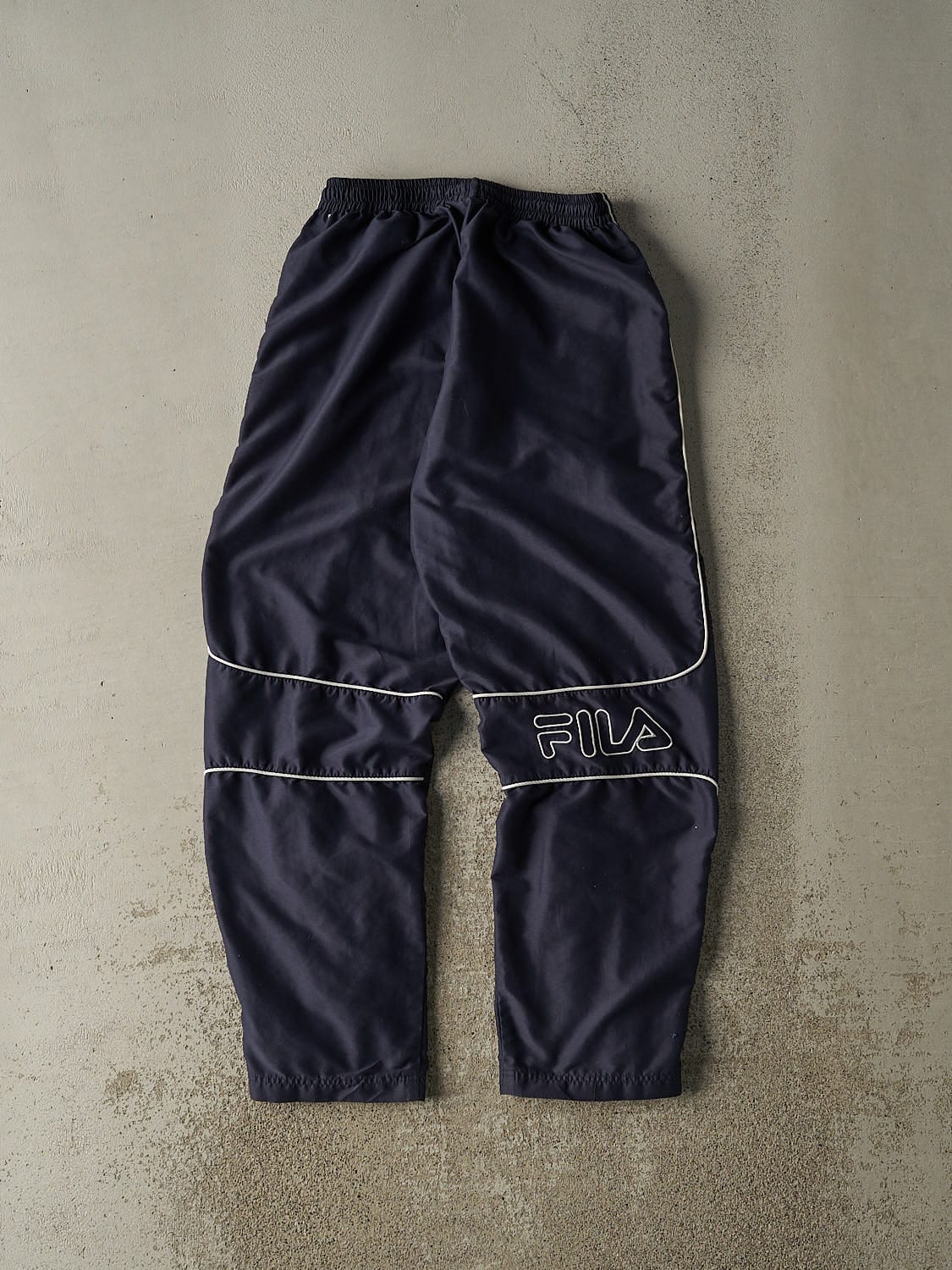 Vintage Y2K Navy Blue Fila Embroidered Track Pants (26x30)