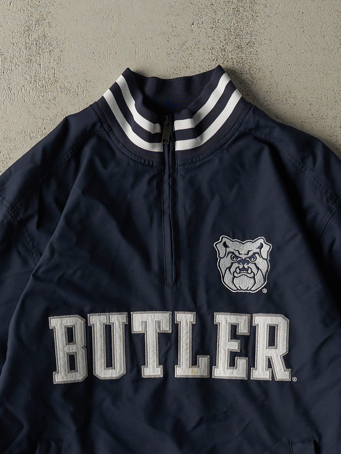 Vintage Y2K Navy Blue Champion Butler Quarter Zip Windbreaker Jacket (L)