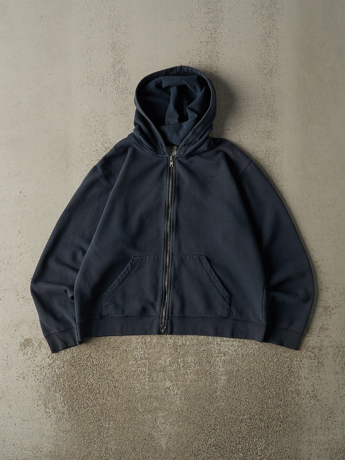 Vintage Y2K Navy Blue Nike Embroidered Zip Up Hoodie (XS/S)