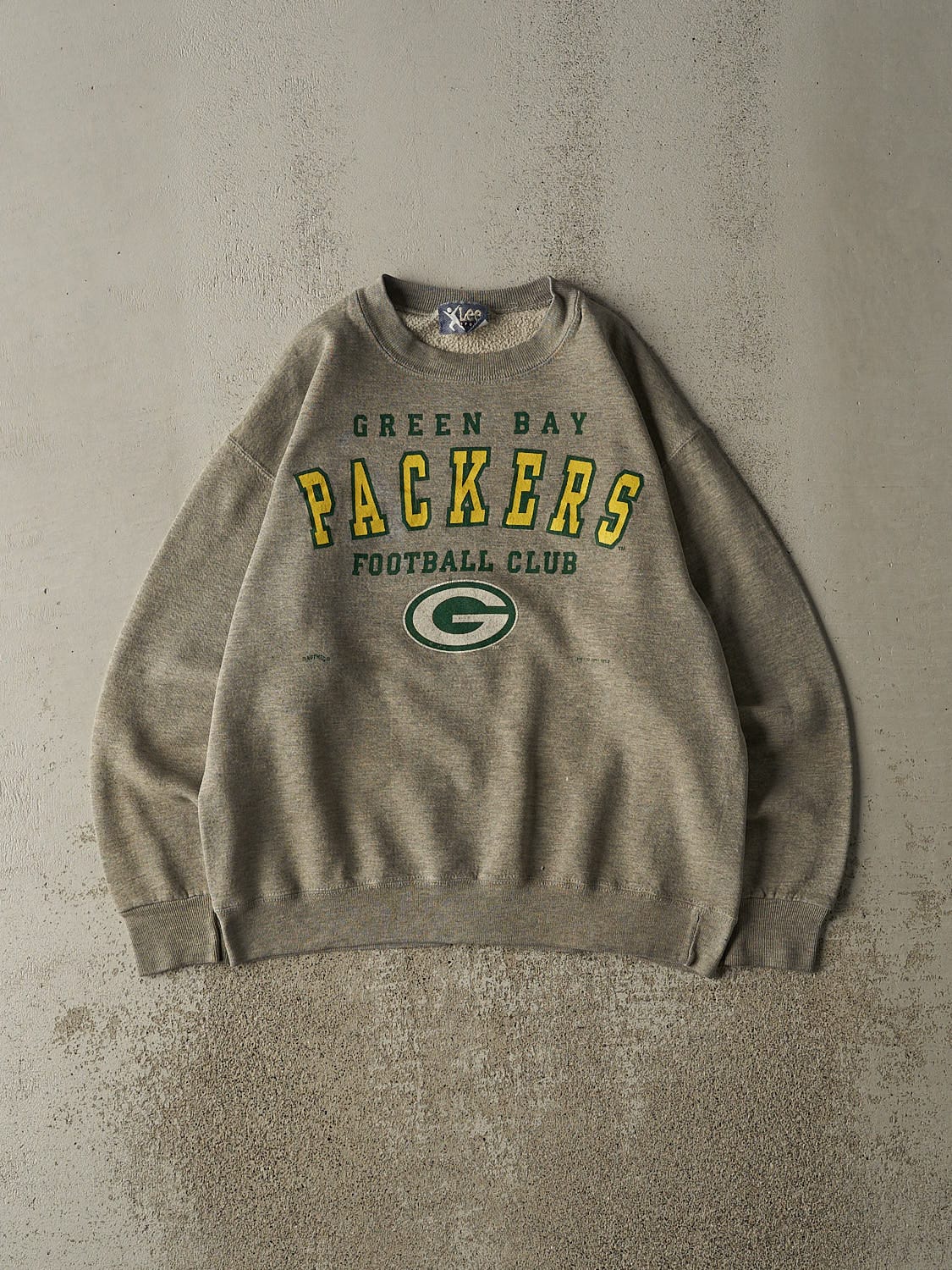 Vintage 93' Heather Grey Green Bay Packers Crewneck (M)