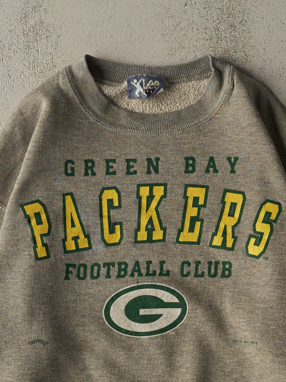Vintage 93' Heather Grey Green Bay Packers Crewneck (M)