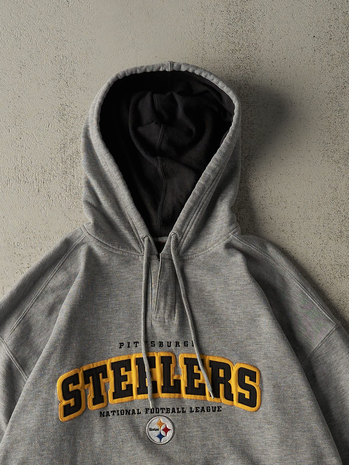 Vintage Y2K Grey Pittsburgh Steelers Quarter Zip Hoodie (XL/XXL)