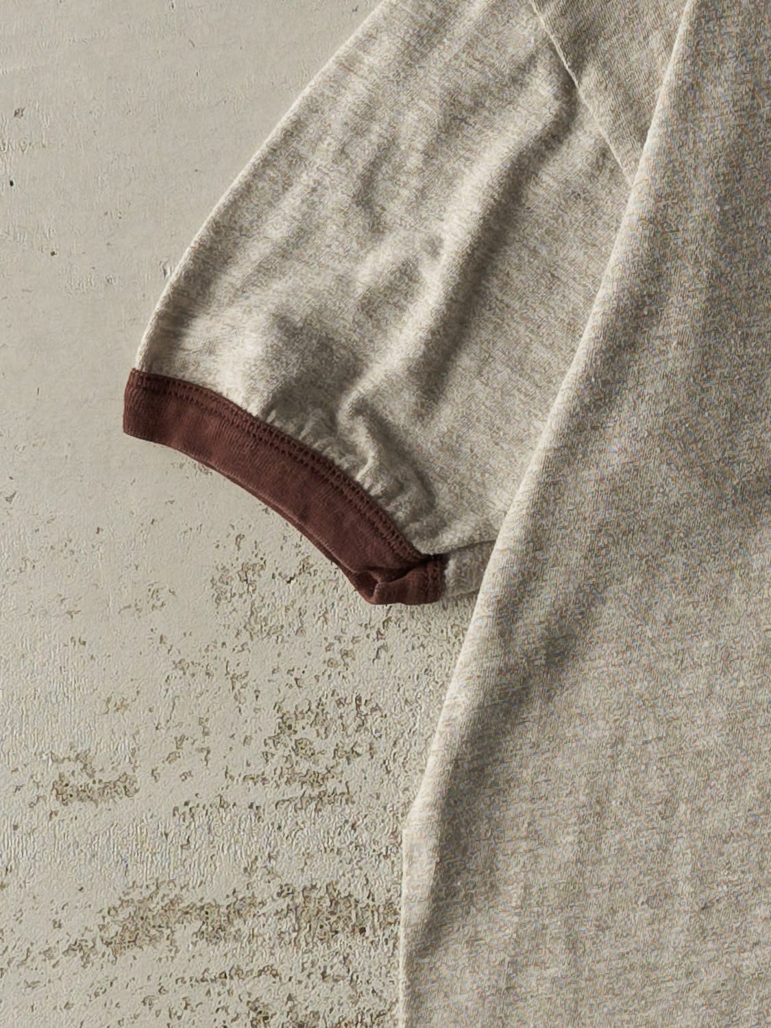 Vintage 80s Brown Ringer Pocket Tee (M)