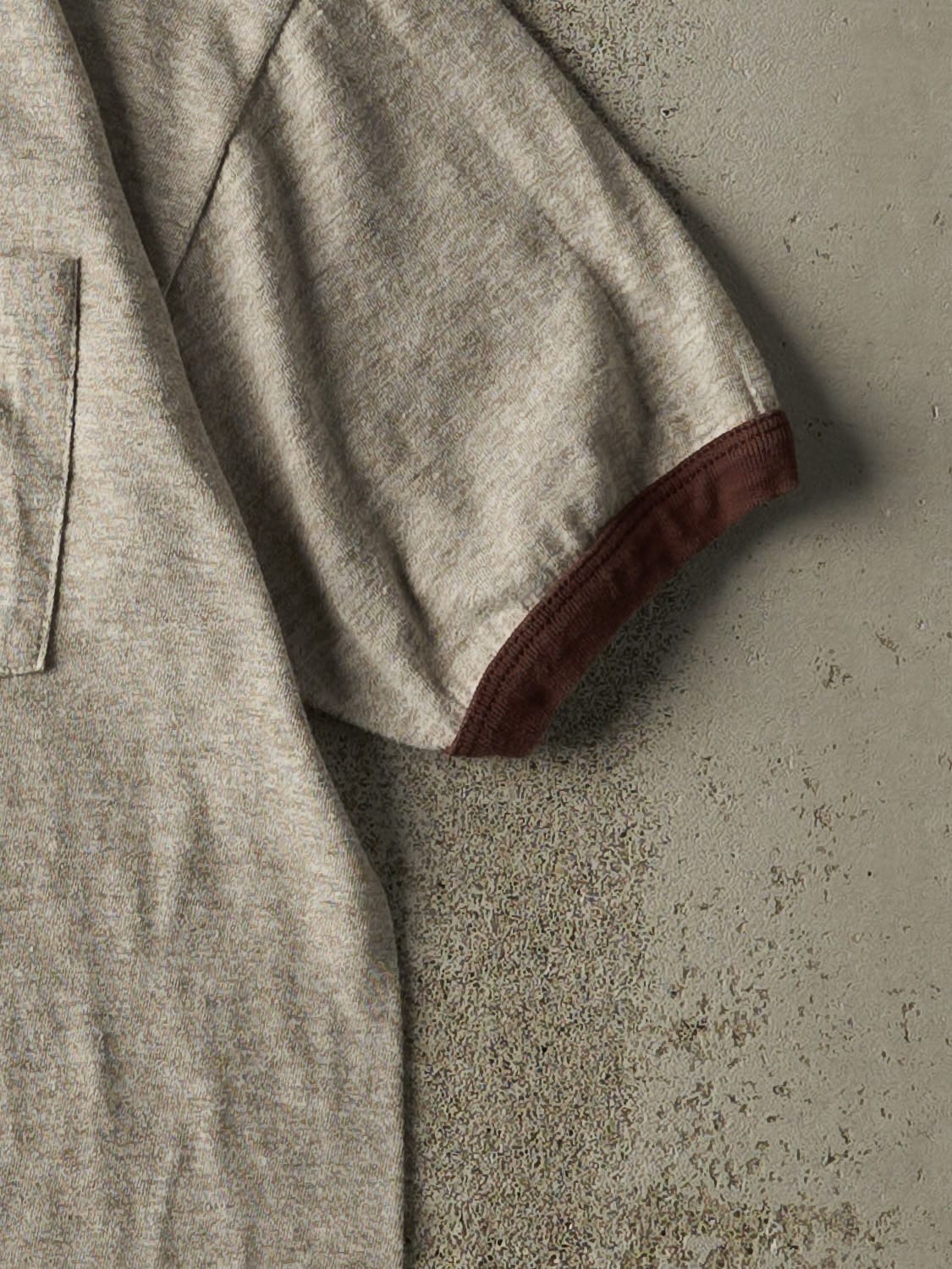 Vintage 80s Brown Ringer Pocket Tee (M)