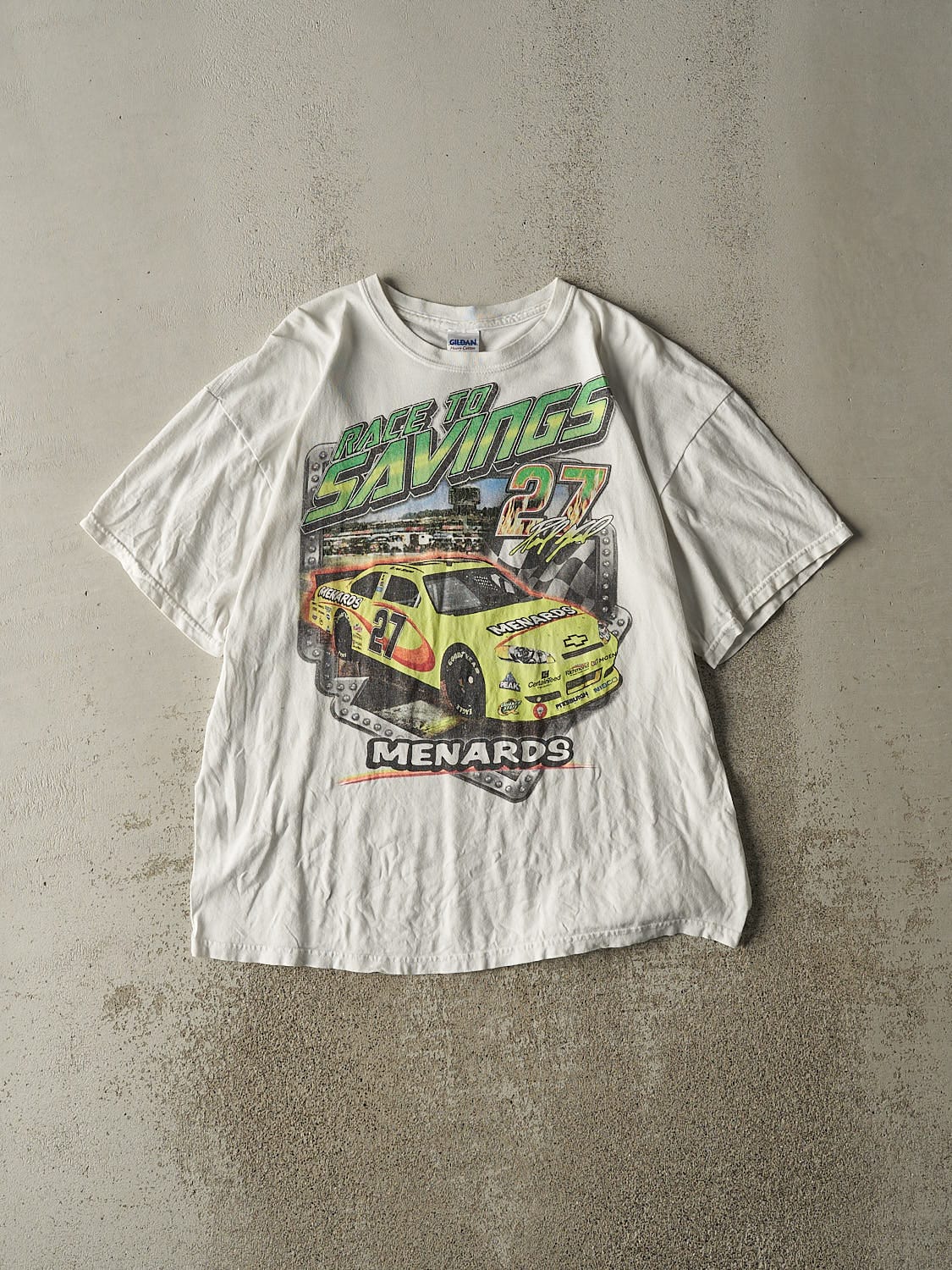 Vintage Y2K White Racing Tee (L/XL)