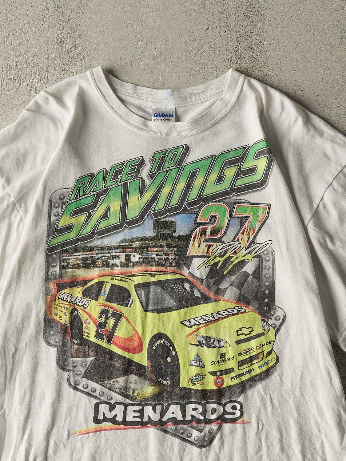 Vintage Y2K White Racing Tee (L/XL)