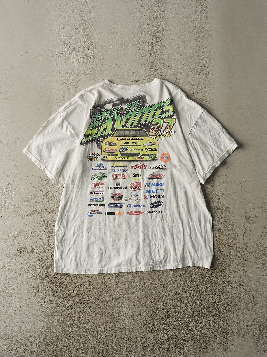 Vintage Y2K White Racing Tee (L/XL)