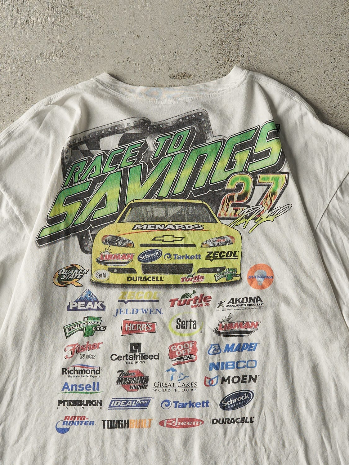 Vintage Y2K White Racing Tee (L/XL)