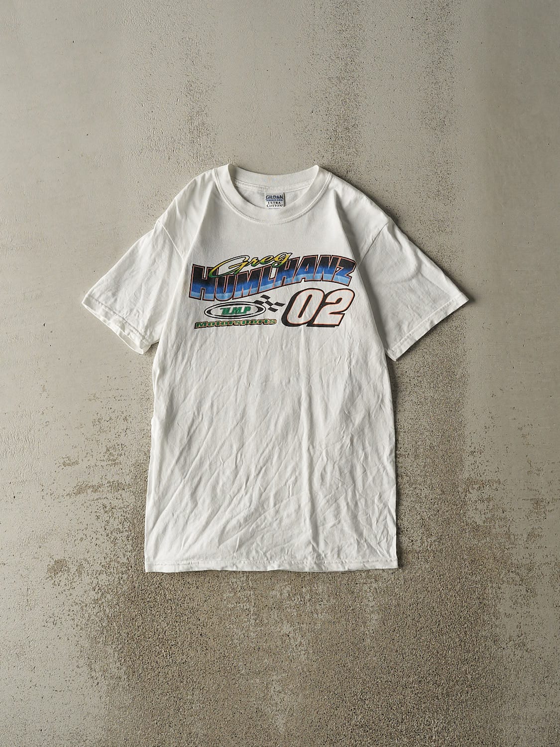 Vintage Y2K White Greg Humlhanz Racing Tee (XS/S)