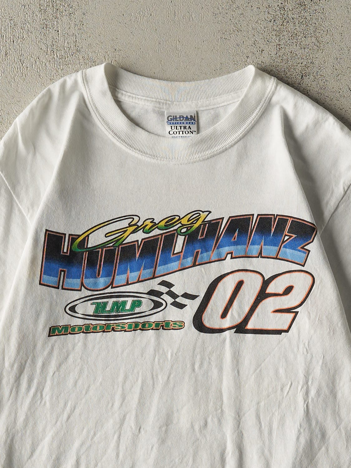 Vintage Y2K White Greg Humlhanz Racing Tee (XS/S)