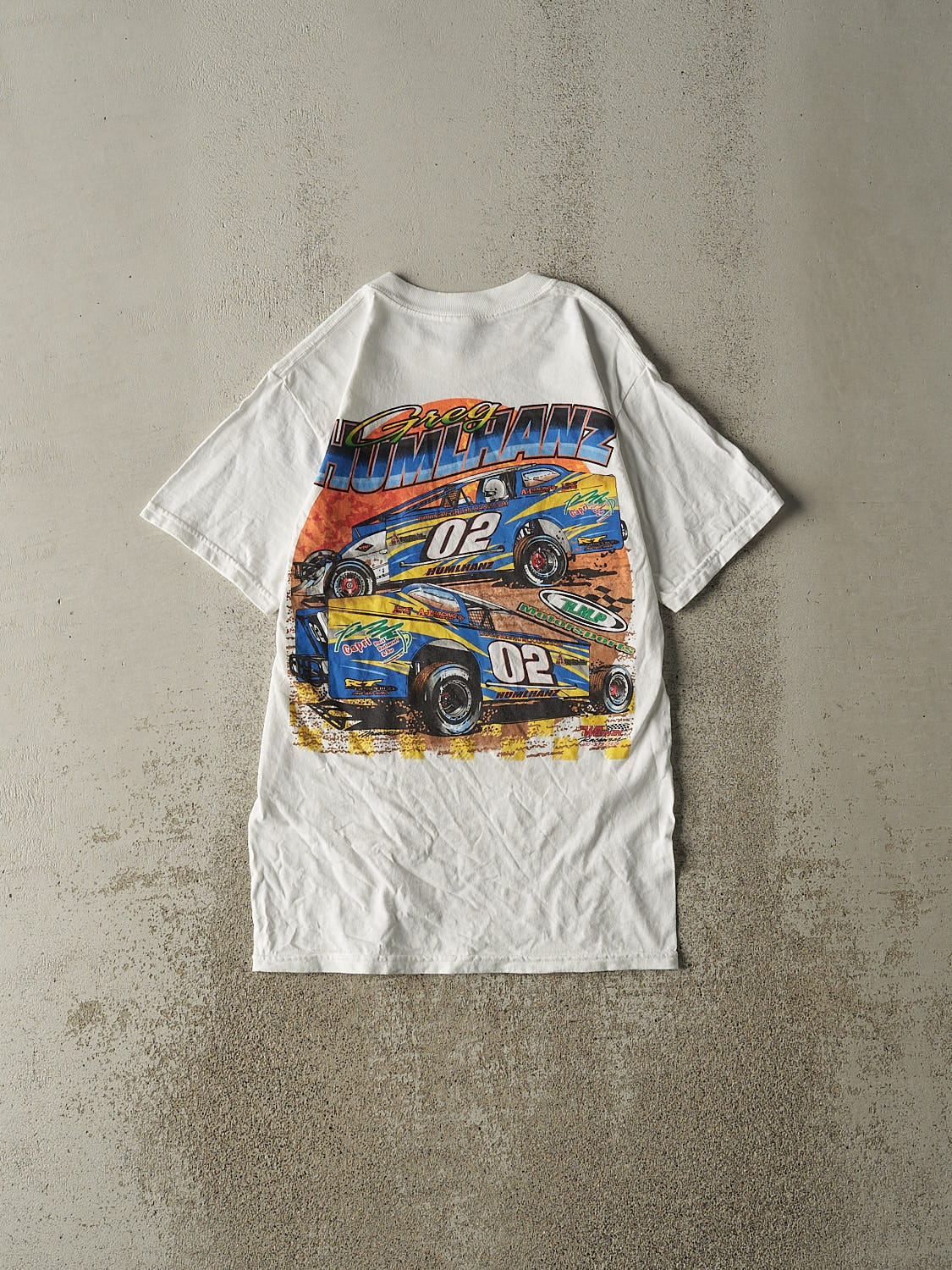 Vintage Y2K White Greg Humlhanz Racing Tee (XS/S)