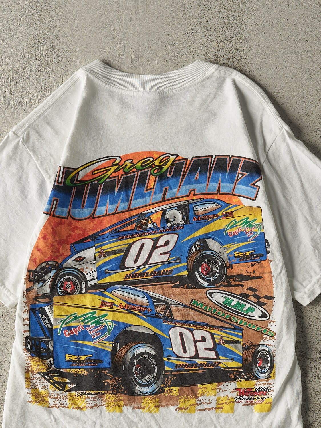 Vintage Y2K White Greg Humlhanz Racing Tee (XS/S)